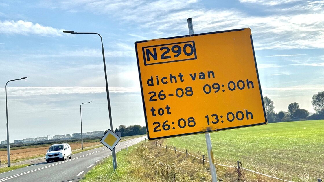 Tijdelijke afsluiting N290 tussen Vogelwaarde en Terhole