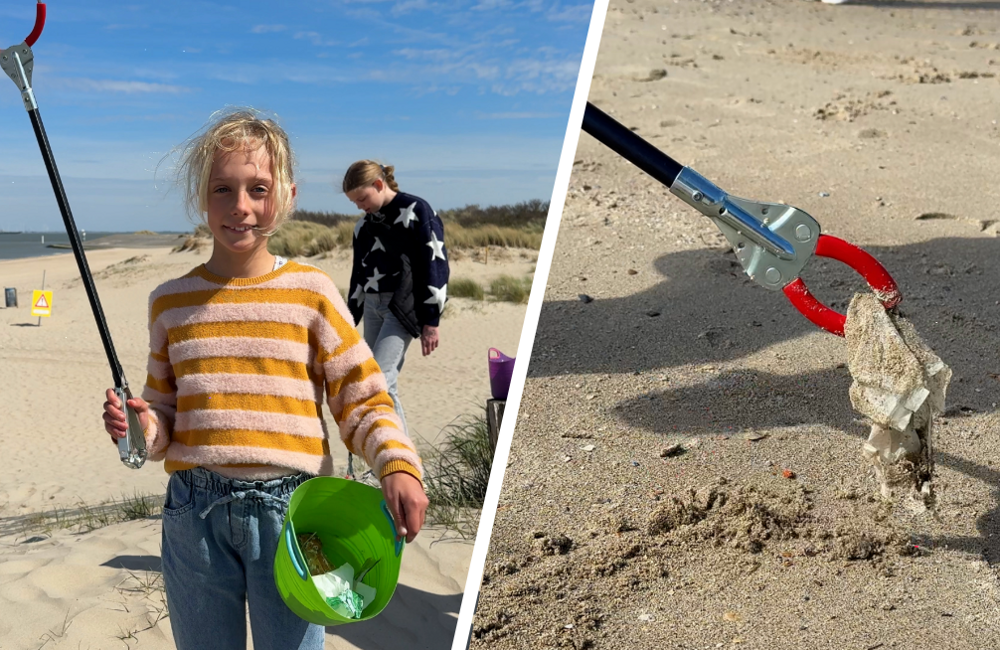 Amber ruimt zwerfafval op in Breskens - ©Omroep ZVL